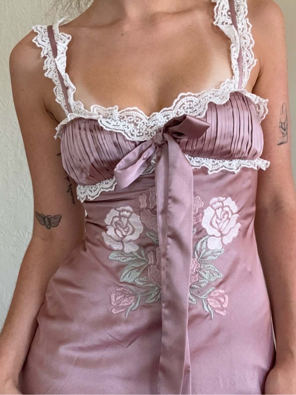 For Live and Lemons Chelsea Lace Trim Satin Maxi Dress - Picture 7 of 9